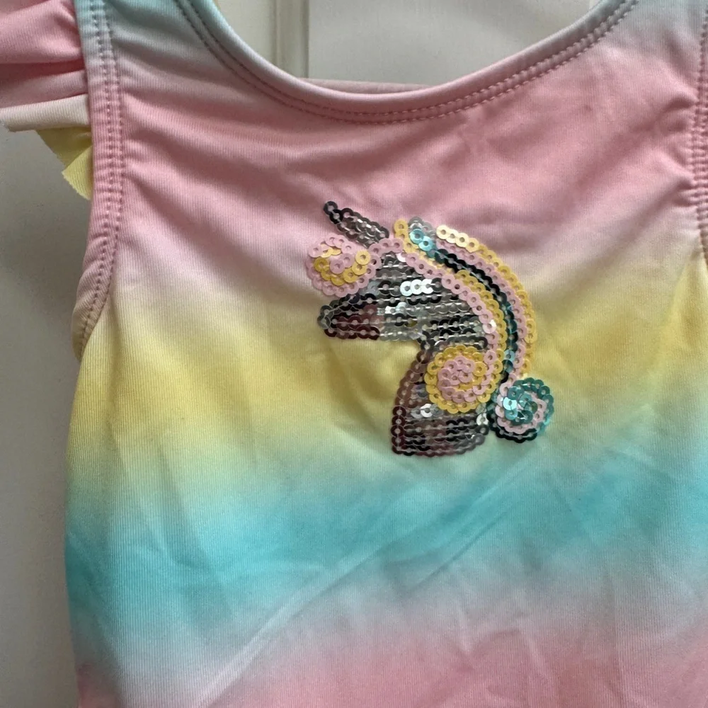 NWOT Penelope Mack LTD 24M Girls Rainbow Unicorn One Piece Bathingsuit Swimsuit